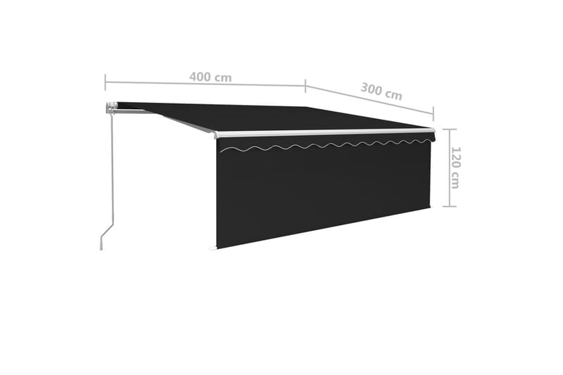 Manuell markis med rullgardin & LED 4x3m antracit - Antracit - Fönstermarkis - Markiser - Solskydd fönster