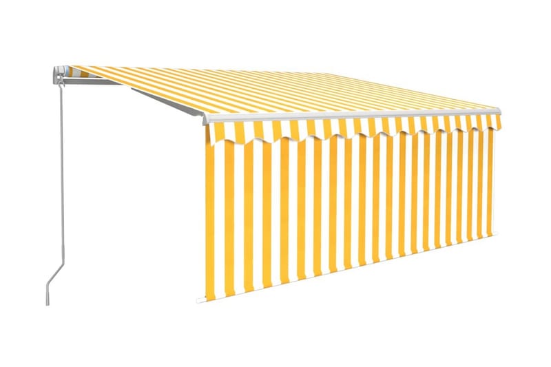 Manuell markis med rullgardin 3x2,5 m gul och vit - Gul - Fönstermarkis - Markiser - Solskydd fönster