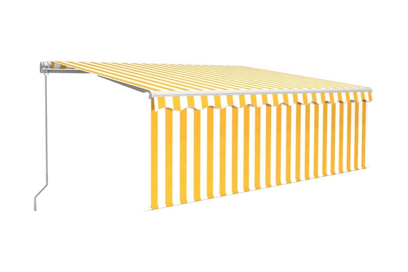Manuell markis med rullgardin 4,5x3m gul och vit - Gul - Fönstermarkis - Markiser - Solskydd fönster