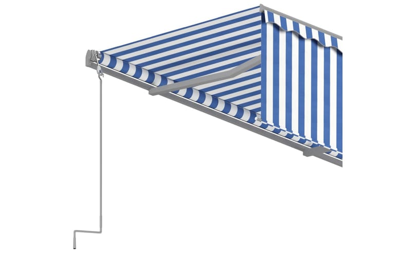 Manuell markis med rullgardin 4x3 m blå och vit - Blå - Fönstermarkis - Markiser - Solskydd fönster