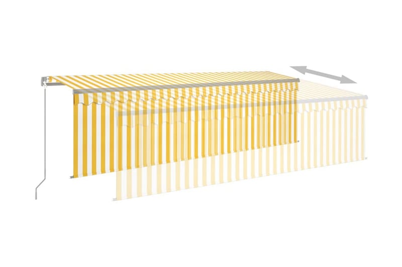 Manuell markis med rullgardin 5x3 m gul/vit - Gul - Fönstermarkis - Markiser - Solskydd fönster