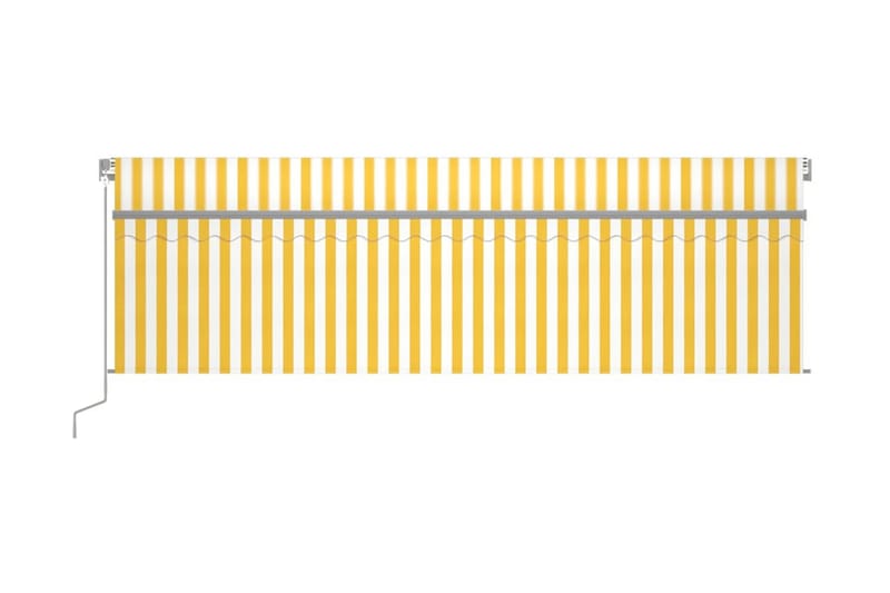 Manuell markis med rullgardin 5x3 m gul/vit - Gul - Fönstermarkis - Markiser - Solskydd fönster