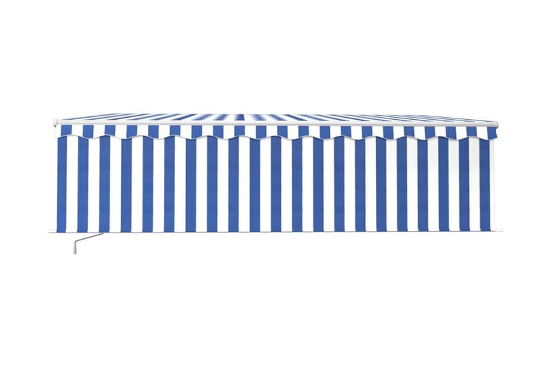 Manuell markis med rullgardin 5x3m blå och vit - Blå - Fönstermarkis - Markiser - Solskydd fönster