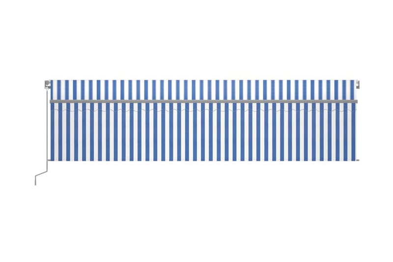 Manuell markis med rullgardin 6x3m blå/vit - Blå - Fönstermarkis - Markiser - Solskydd fönster