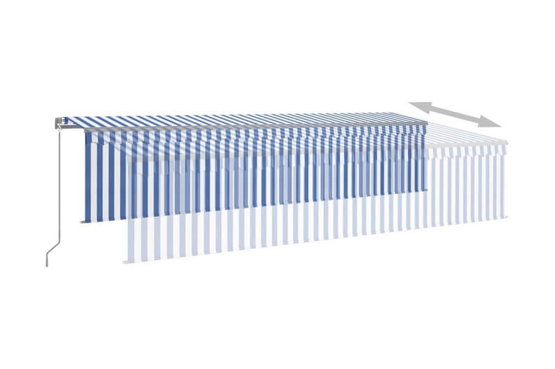 Manuell markis med rullgardin 6x3m blå/vit - Blå - Fönstermarkis - Markiser - Solskydd fönster