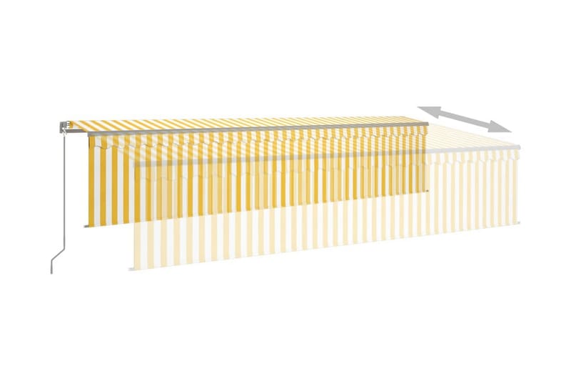 Manuell markis med rullgardin 6x3m gul/vit - Gul - Fönstermarkis - Markiser - Solskydd fönster