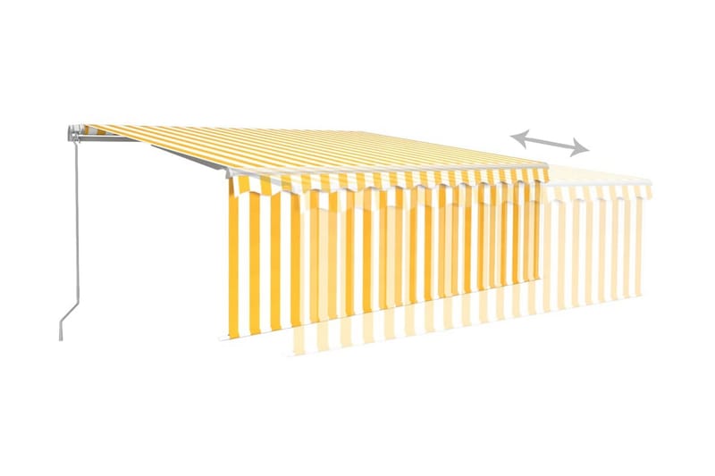 Manuell markis med rullgardin LED 4,5x3m gul/vit - Gul - Fönstermarkis - Markiser - Solskydd fönster