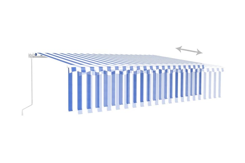 Manuell markis med rullgardin LED 6x3m blå/vit - Blå - Fönstermarkis - Markiser - Solskydd fönster