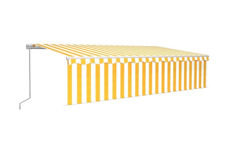Manuell markis med rullgardin LED 6x3m gul/vit - Gul - Fönstermarkis - Markiser - Solskydd fönster