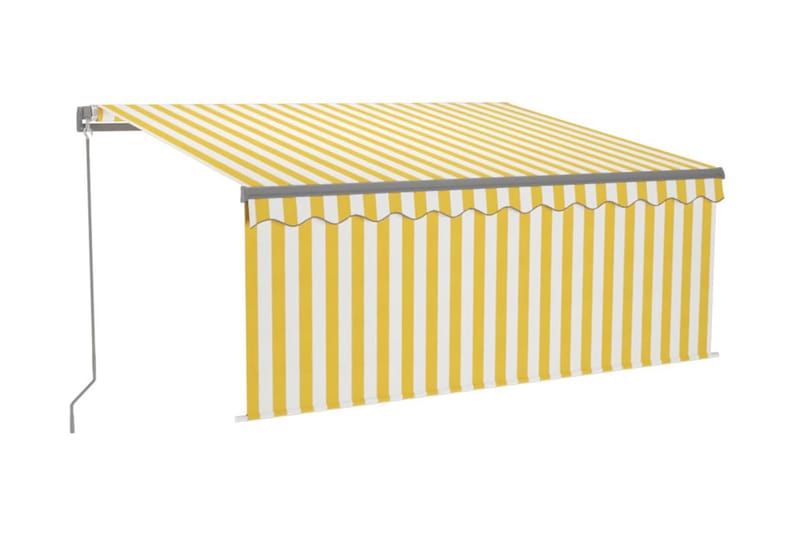 Manuell markis med rullgardin och LED 3,5x2,5 m gul och vit - Gul - Fönstermarkis - Markiser - Solskydd fönster