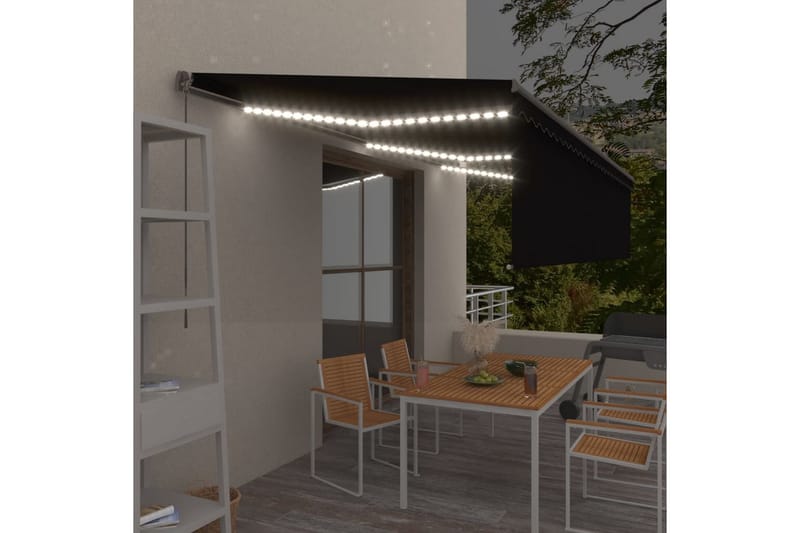 Manuell markis med rullgardin och LED 6x3m antracit - Antracit - Fönstermarkis - Markiser - Solskydd fönster
