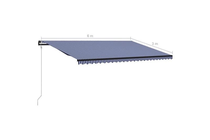 Markis automatiskt infällbar 600x300 cm blå och vit - Blå - Balkongmarkis - Markiser - Terrassmarkis