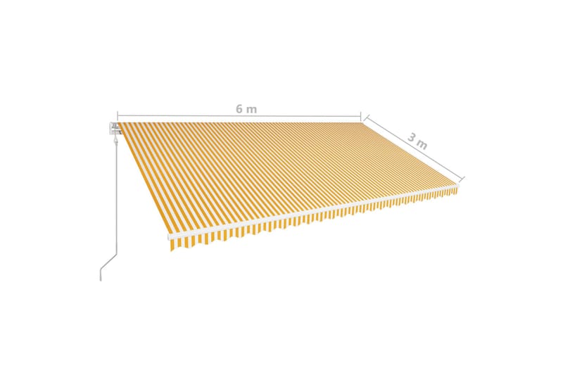 Markis automatiskt infällbar 600x300 cm gul och vit - Gul - Fönstermarkis - Markiser - Solskydd fönster