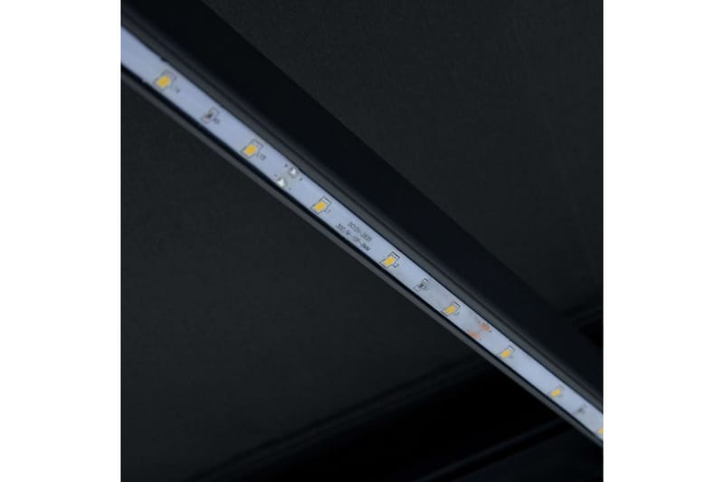 Markis infällbar med vindsensor & LED 400x300 cm antracit - Grå - Fönstermarkis - Markiser - Solskydd fönster