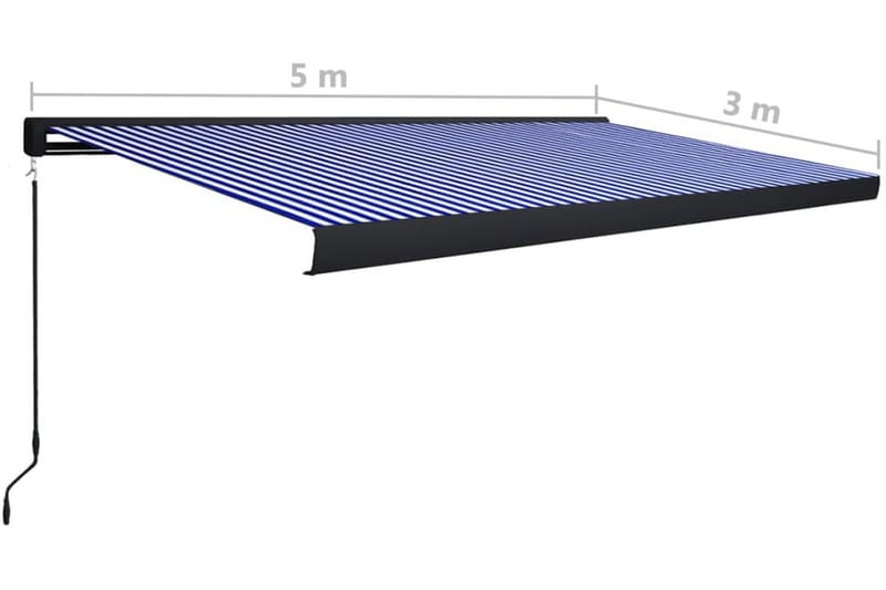 Markis manuell 500x300 cm blå och vit - Blå - Fönstermarkis - Markiser - Solskydd fönster