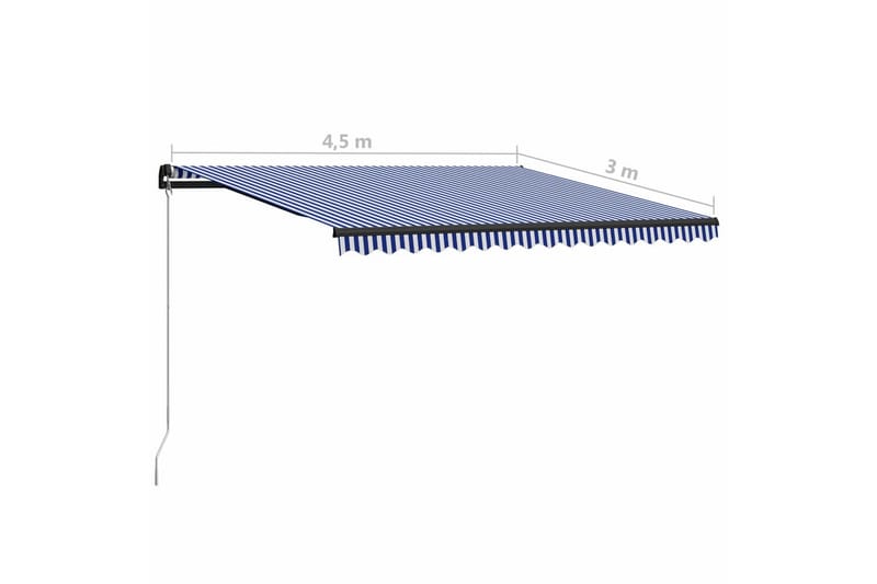 Markis manuellt infällbar 450x300 cm blå och vit - Blå - Utemöbler - Solskydd - Markiser - Balkongmarkis