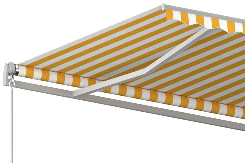 Markis manuellt infällbar 450x350 cm gul och vit - Gul - Balkongmarkis - Markiser - Terrassmarkis