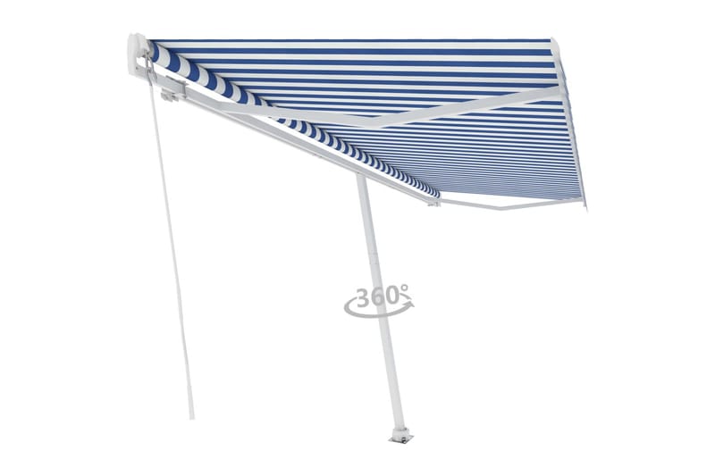 Markis manuellt infällbar fristående 500x300 cm blå/vit - Blå - Balkongmarkis - Markiser - Terrassmarkis