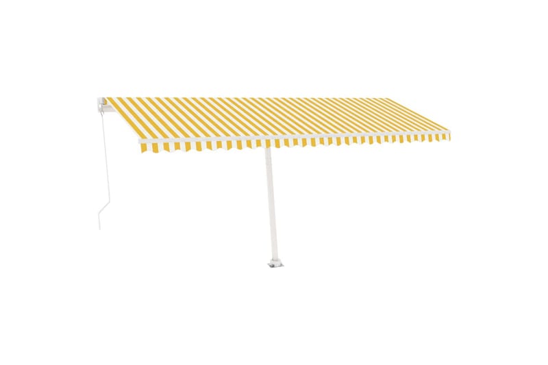 Markis manuellt infällbar fristående 500x300 cm gul/vit - Gul - Balkongmarkis - Markiser - Terrassmarkis