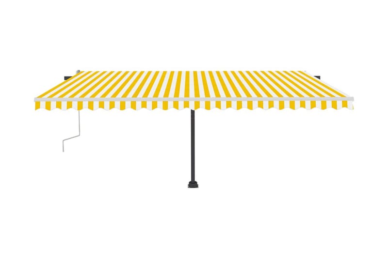 Markis manuellt infällbar fristående 500x300 cm gul/vit - Gul - Fönstermarkis - Markiser - Solskydd fönster