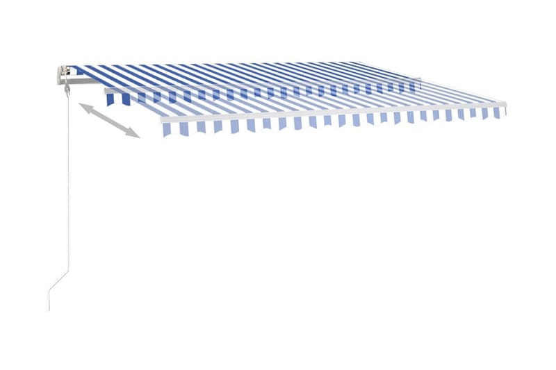 Markis manuellt infällbar med LED 4,5x3,5 m blå och vit - Blå - Balkongmarkis - Markiser - Terrassmarkis