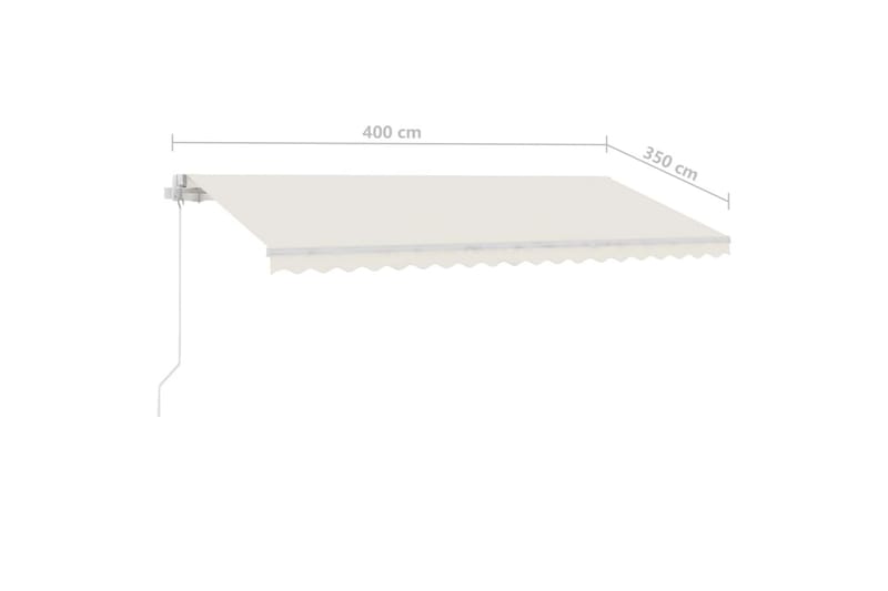 Markis manuellt infällbar med LED 400x350 cm gräddvit - Vit - Utemöbler - Solskydd - Markiser - Balkongmarkis