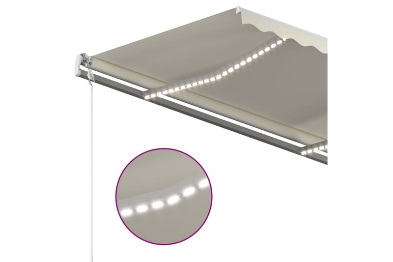 Markis manuellt infällbar med LED 450x300 cm gräddvit - Vit - Balkongmarkis - Markiser - Terrassmarkis