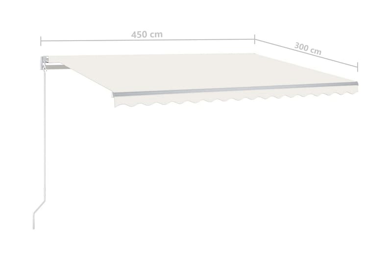 Markis manuellt infällbar med LED 450x300 cm gräddvit - Vit - Balkongmarkis - Markiser - Terrassmarkis