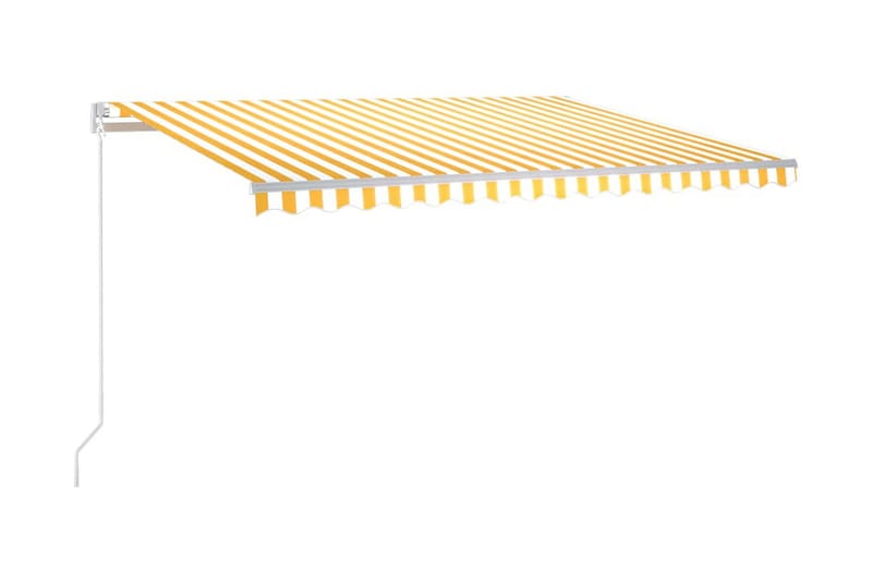 Markis manuellt infällbar med LED 450x300 cm gul och vit - Gul - Balkongmarkis - Markiser - Terrassmarkis