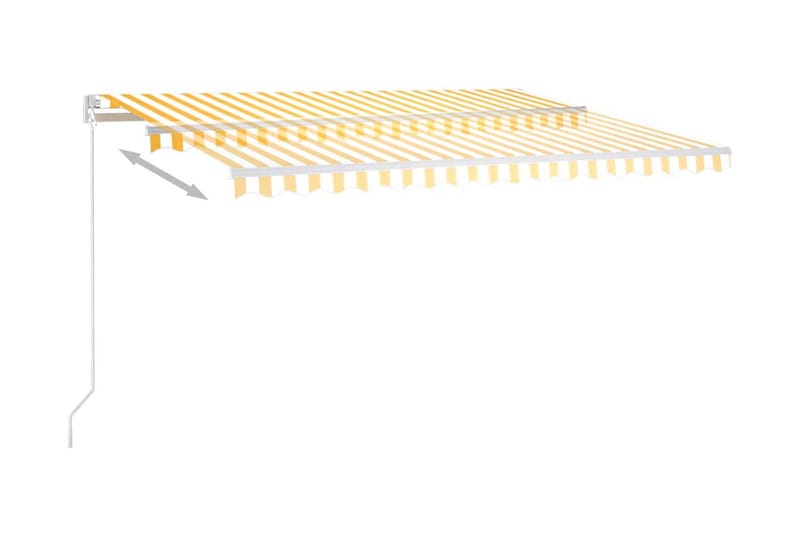 Markis manuellt infällbar med LED 450x300 cm gul och vit - Gul - Balkongmarkis - Markiser - Terrassmarkis