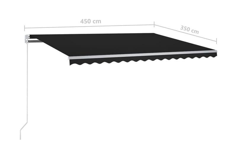 Markis manuellt infällbar med LED 450x350 cm antracit - Grå - Balkongmarkis - Markiser - Terrassmarkis