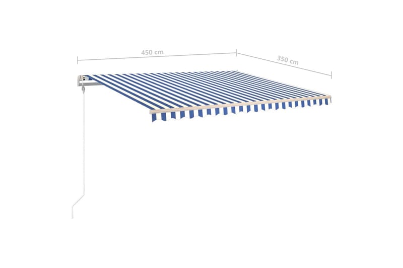 Markis manuellt infällbar med LED 450x350 cm blå och vit - Blå - Fönstermarkis - Markiser - Solskydd fönster