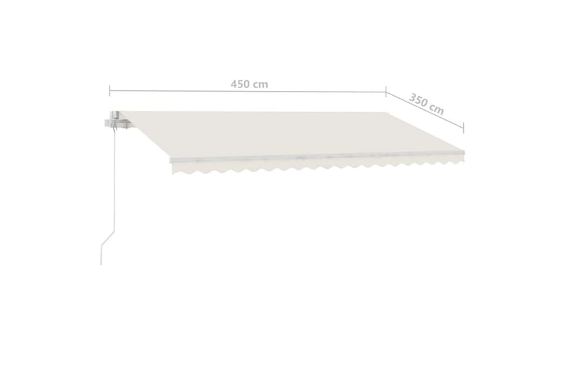 Markis manuellt infällbar med LED 450x350 cm gräddvit - Vit - Utemöbler - Solskydd - Markiser - Balkongmarkis