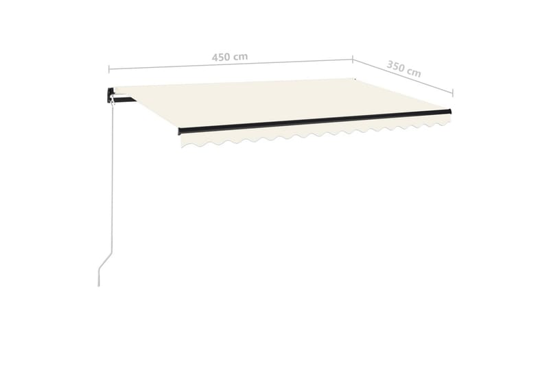 Markis manuellt infällbar med LED 450x350 cm gräddvit - Vit - Balkongmarkis - Markiser - Terrassmarkis