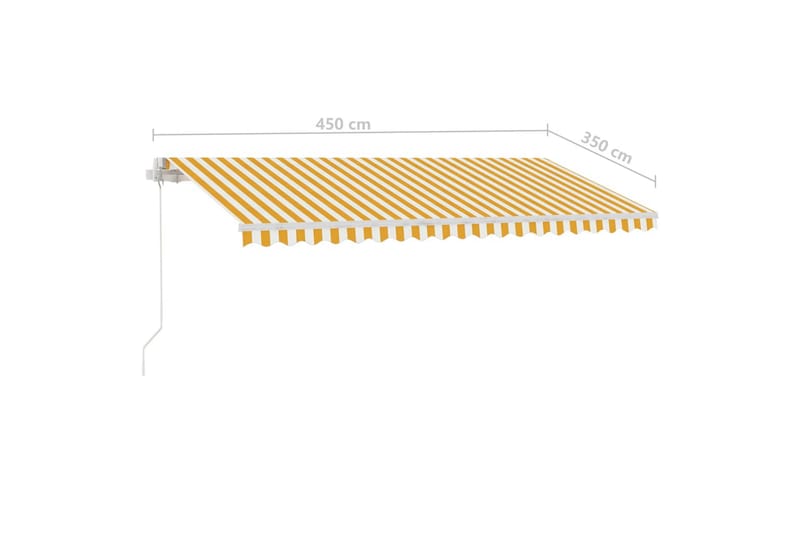 Markis manuellt infällbar med LED 450x350 cm gul och vit - Gul - Utemöbler - Solskydd - Markiser - Balkongmarkis