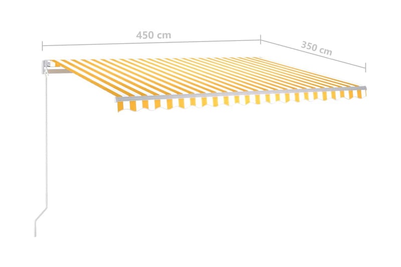 Markis manuellt infällbar med LED 450x350 cm gul och vit - Gul - Utemöbler - Solskydd - Markiser - Balkongmarkis