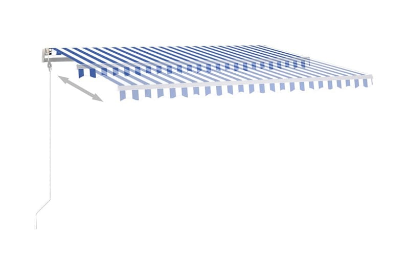 Markis manuellt infällbar med LED 4x3,5 m blå och vit - Blå - Balkongmarkis - Markiser - Terrassmarkis