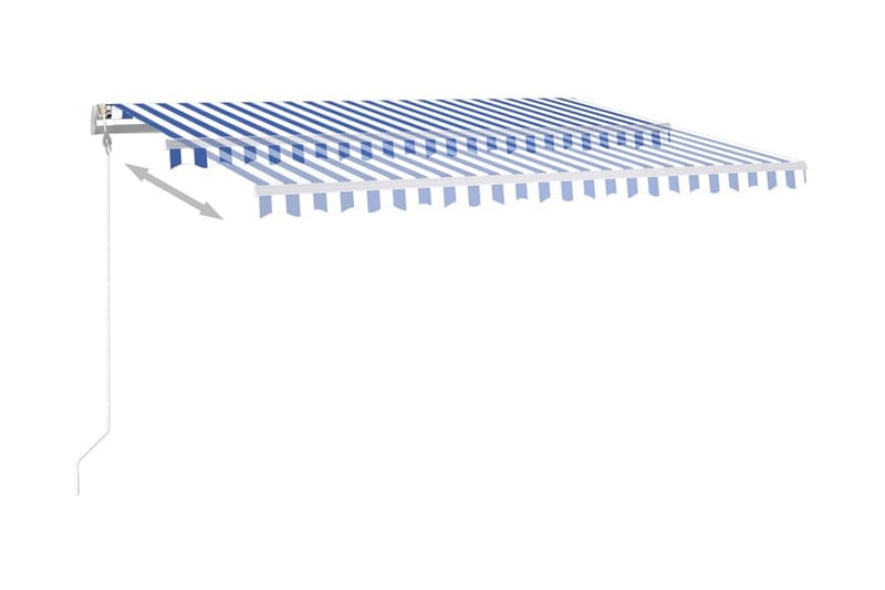 Markis manuellt infällbar med LED 4x3,5 m blå och vit - Blå - Utemöbler - Solskydd - Markiser - Balkongmarkis