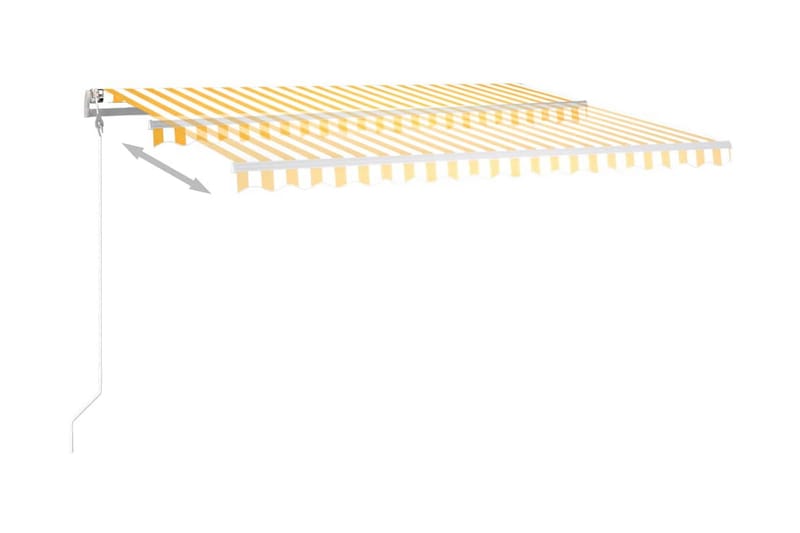 Markis manuellt infällbar med LED 4x3,5 m gul och vit - Gul - Balkongmarkis - Markiser - Terrassmarkis