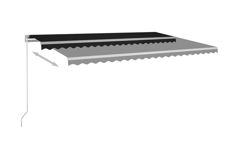 Markis manuellt infällbar med LED 500x300 cm antracit - Grå - Balkongmarkis - Markiser - Terrassmarkis