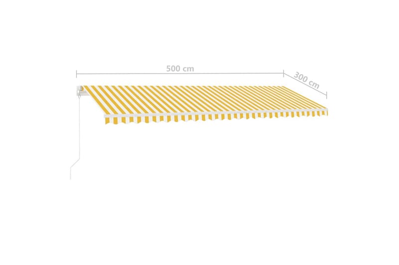 Markis manuellt infällbar med LED 500x300 cm gul och vit - Gul - Utemöbler - Solskydd - Markiser - Balkongmarkis