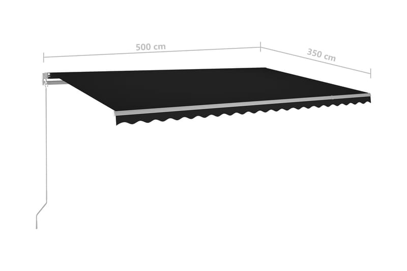 Markis manuellt infällbar med LED 500x350 cm antracit - Grå - Balkongmarkis - Markiser - Terrassmarkis