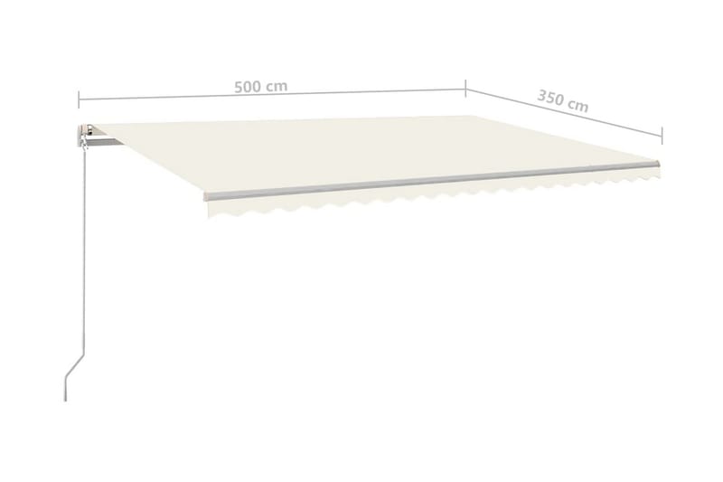 Markis manuellt infällbar med LED 500x350 cm gräddvit - Vit - Balkongmarkis - Markiser - Terrassmarkis