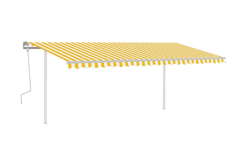 Markis manuellt infällbar med LED 5x3,5 m gul och vit - Gul - Balkongmarkis - Markiser - Terrassmarkis
