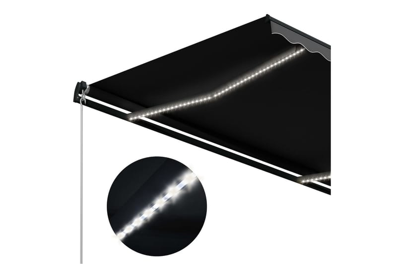 Markis manuellt infällbar med LED 600x300 cm antracit - Grå - Balkongmarkis - Markiser - Terrassmarkis