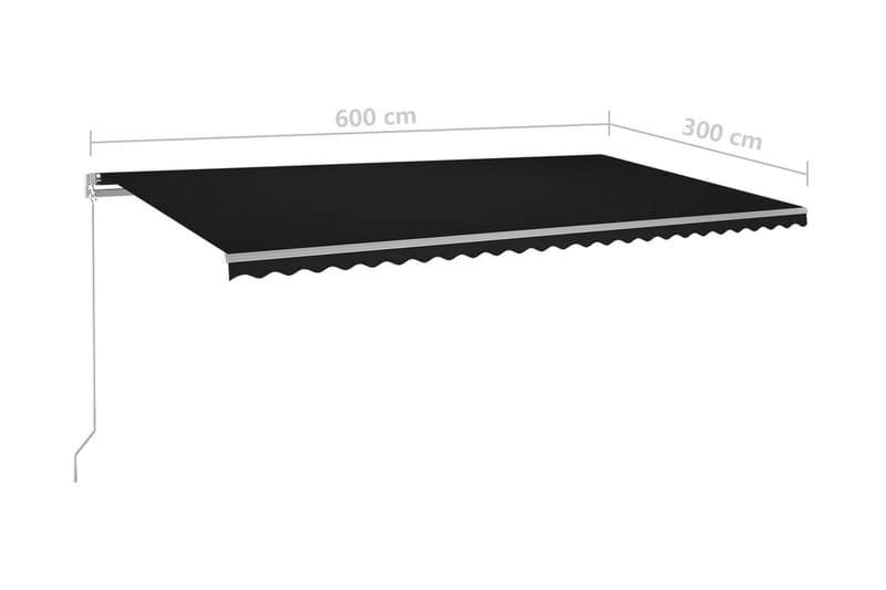 Markis manuellt infällbar med LED 600x300 cm antracit - Grå - Balkongmarkis - Markiser - Terrassmarkis