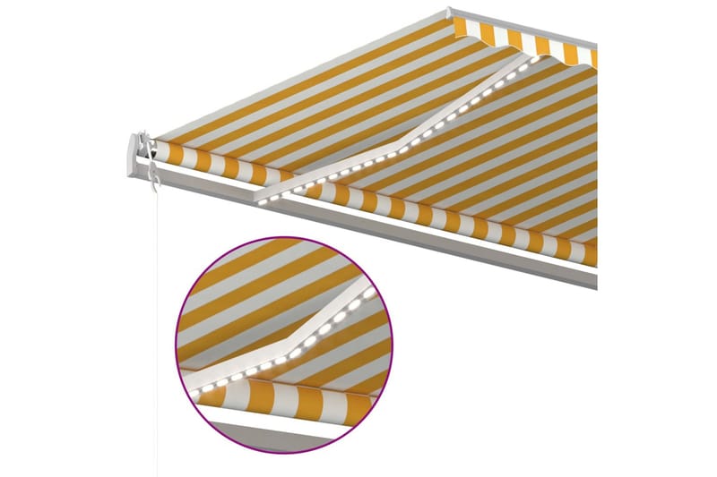 Markis manuellt infällbar med LED 600x300 cm gul och vit - Gul - Fönstermarkis - Markiser - Solskydd fönster