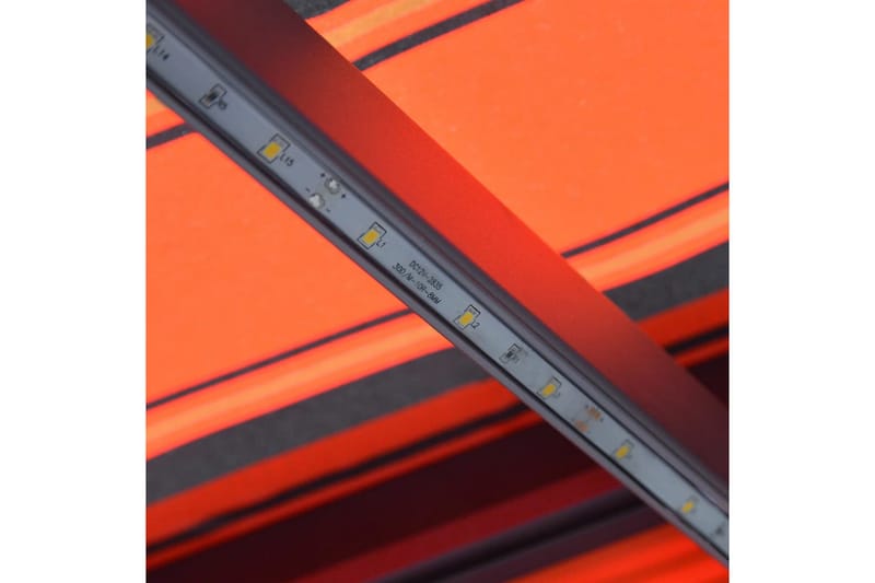 Markis manuellt infällbar med LED 600x300 cm orange och brun - Orange - Balkongmarkis - Markiser - Terrassmarkis