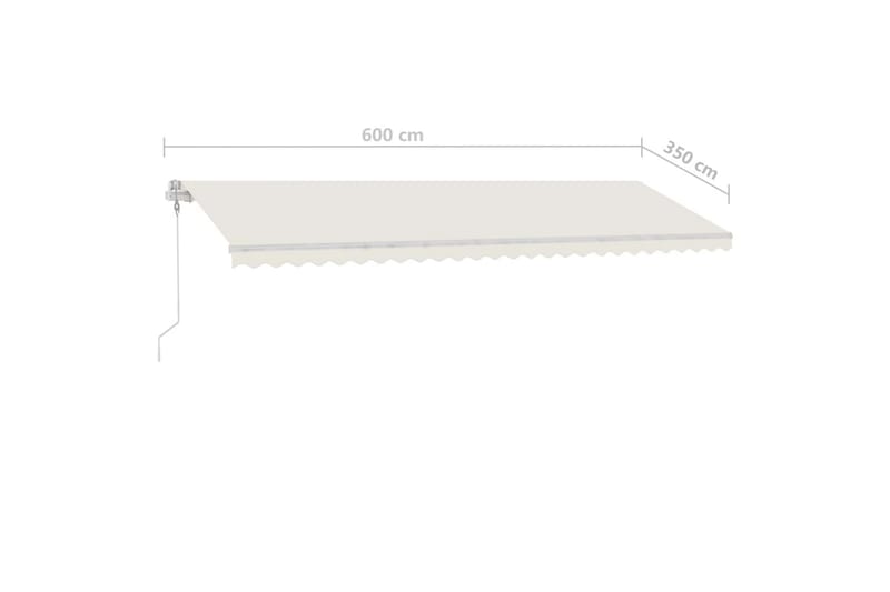 Markis manuellt infällbar med LED 600x350 cm gräddvit - Vit - Utemöbler - Solskydd - Markiser - Balkongmarkis