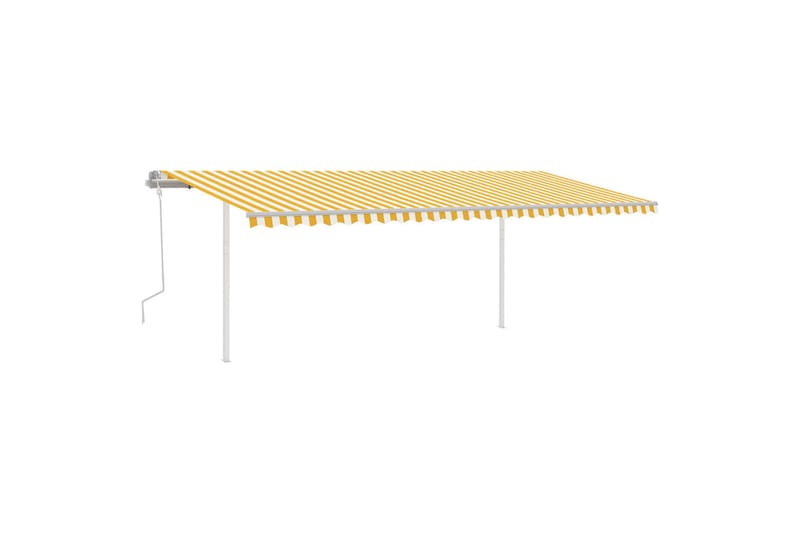 Markis manuellt infällbar med LED 6x3 m gul och vit - Gul - Balkongmarkis - Markiser - Terrassmarkis